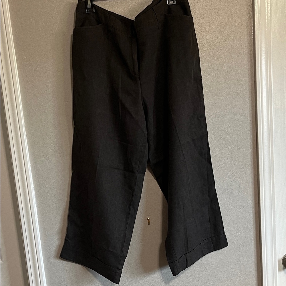 Eileen Fisher Brown Wide Leg Cropped Pants